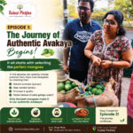 Promo banner for Tulasi Pickles Episode 1: The Journey of Authentic Avakaya Begins! shows a woman and a man at a market with sacks of green mangoes, and green text panels about choosing the perfect mangoes; bottom icons advertise traditional Andhra recipe, premium ingredients, homemade with care, and authentic taste.