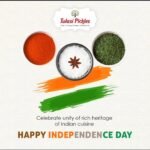 Traditional Andhra pickles with rice and Indian Independence Day theme