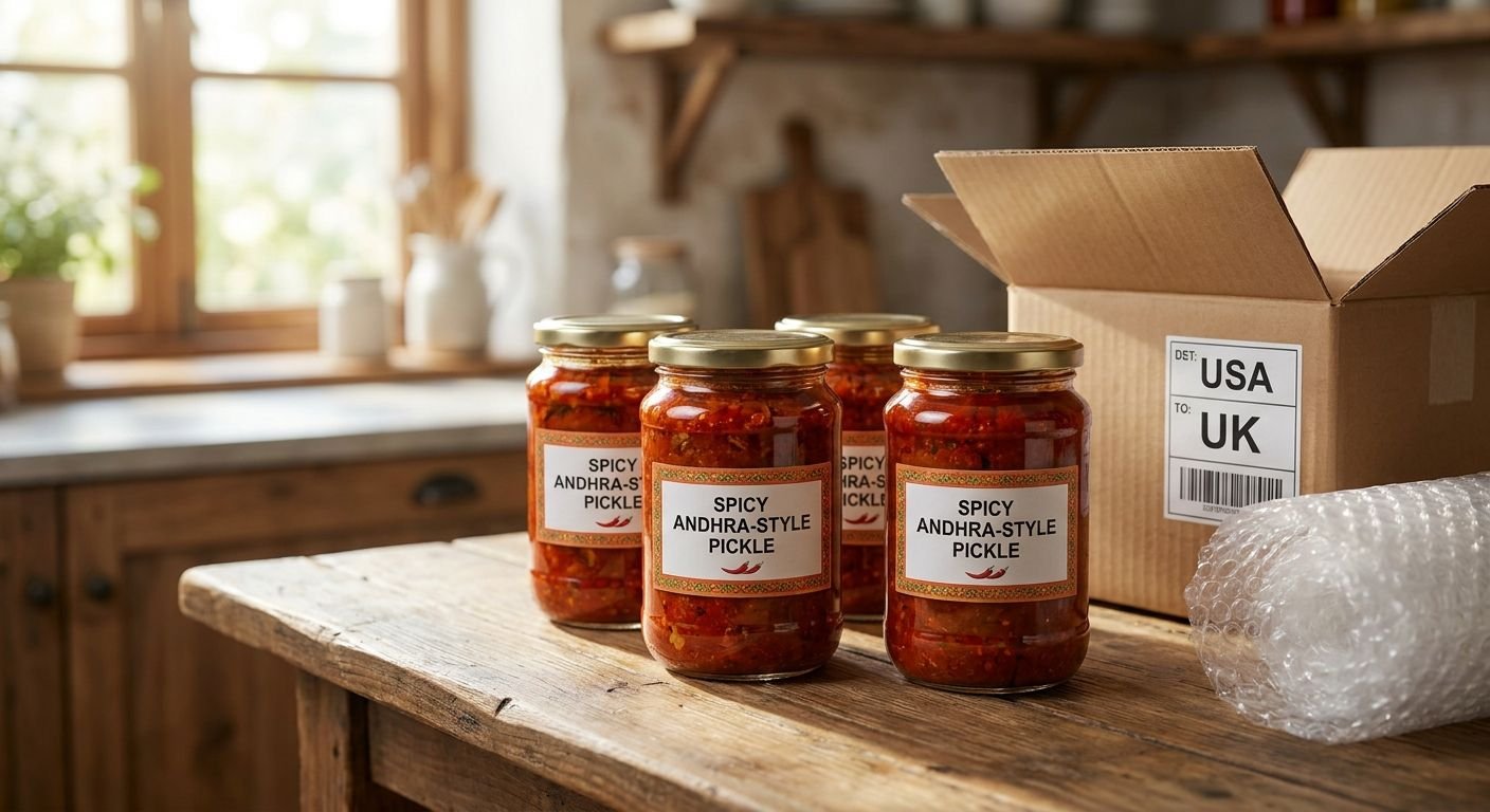 Andhra pickles for overseas shipping to USA and UK