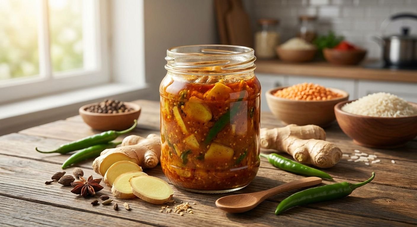 Ginger pickle for digestion and immunity boosting meals