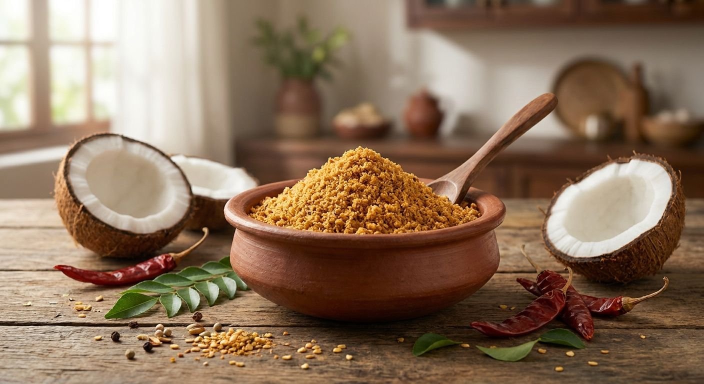 Kobbari podi for coconut chutney powder lovers