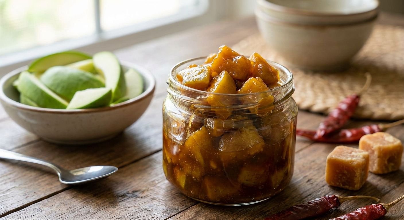 Sweet mango pickle for bellam pachadi lovers