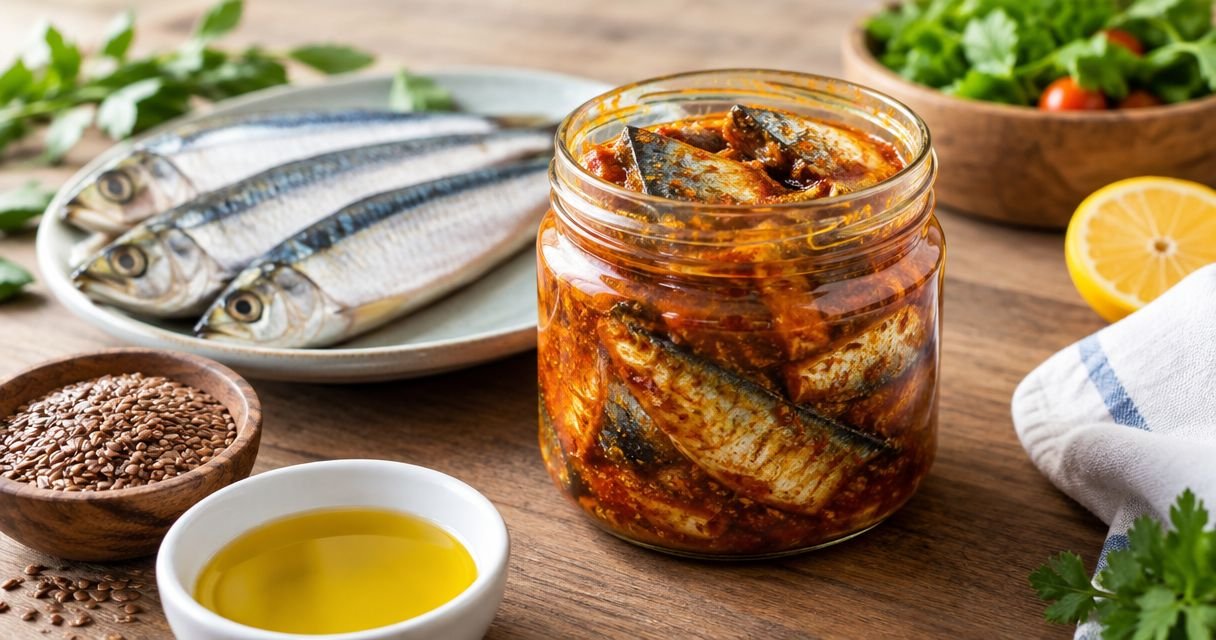 Fish pickle for omega-3 rich heart healthy diets