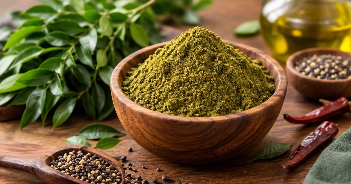 Karivepaku podi for curry leaf spice powder lovers