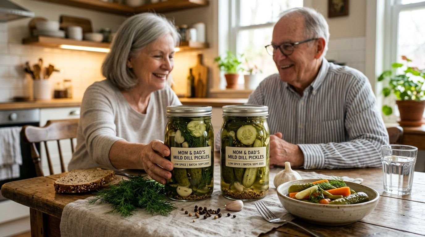 Low spice pickles for elderly parents with dietary needs