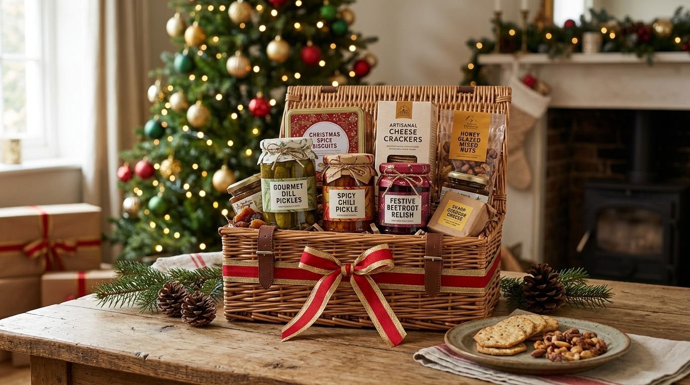 Pickle and snack gift hampers for Christmas celebrations