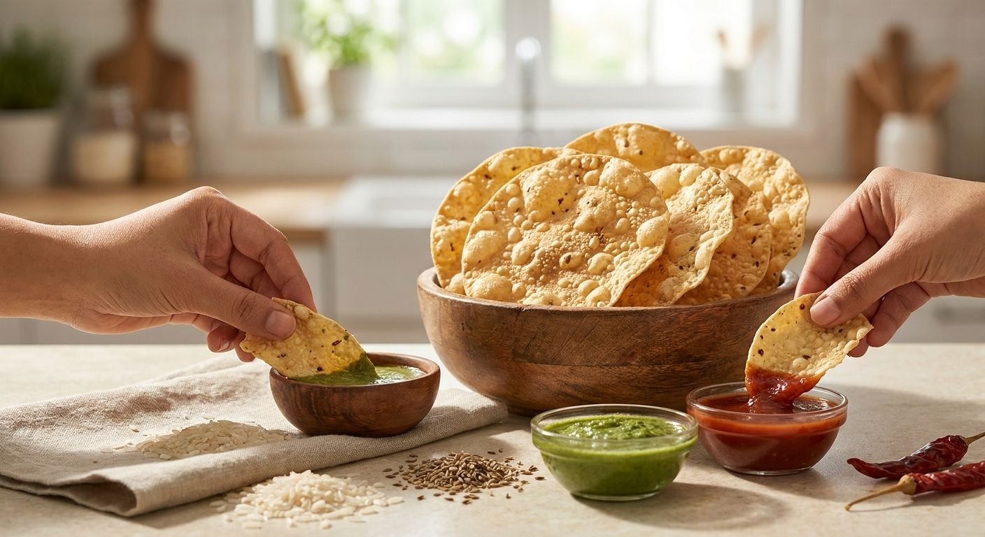 Rice papad for gluten-free crunchy snacking