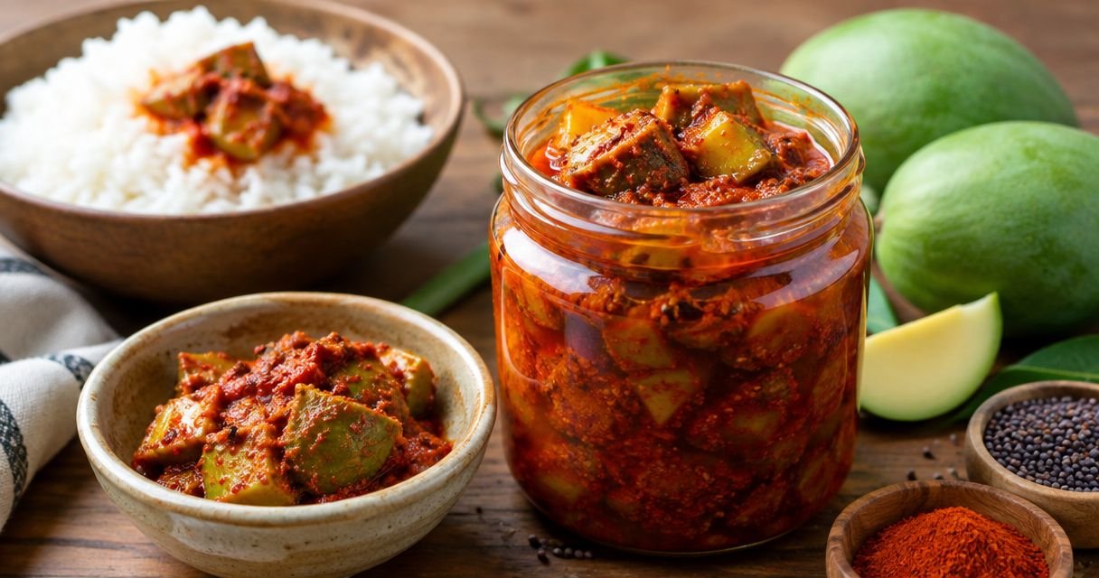 How much sodium is in a typical serving of Andhra pickle?