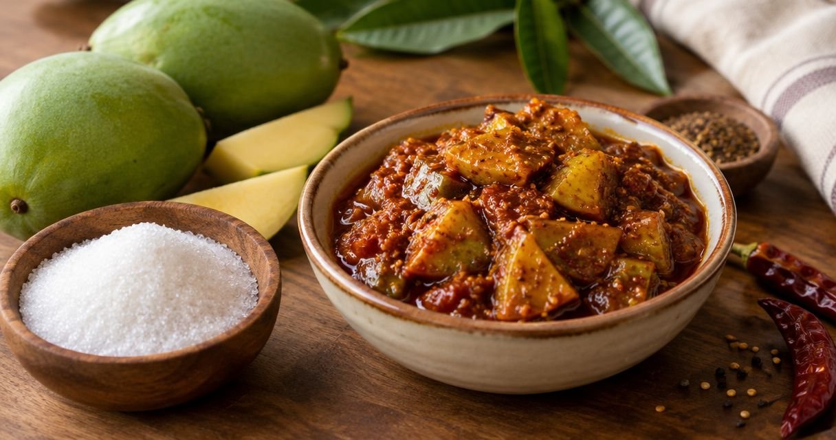 How much sugar is in sweet mango pickle (bellam pachadi)?